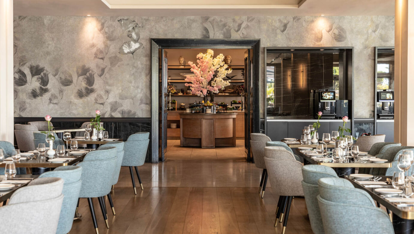 Indoor tables at Royal Apollonia restaurant