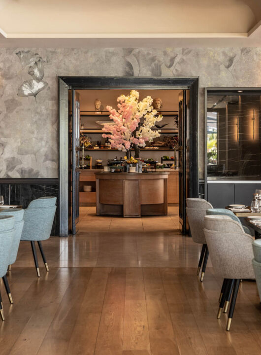 Indoor tables at Royal Apollonia restaurant