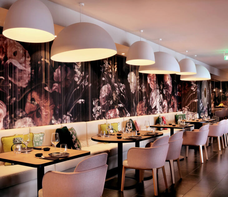 Indoor tables at Royal Apollonia restaurant