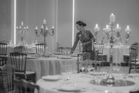 Hotel staff at Royal Apollonia preparing banquet