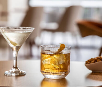 Two cocktails with nuts at Valmar Corfu Lido bar