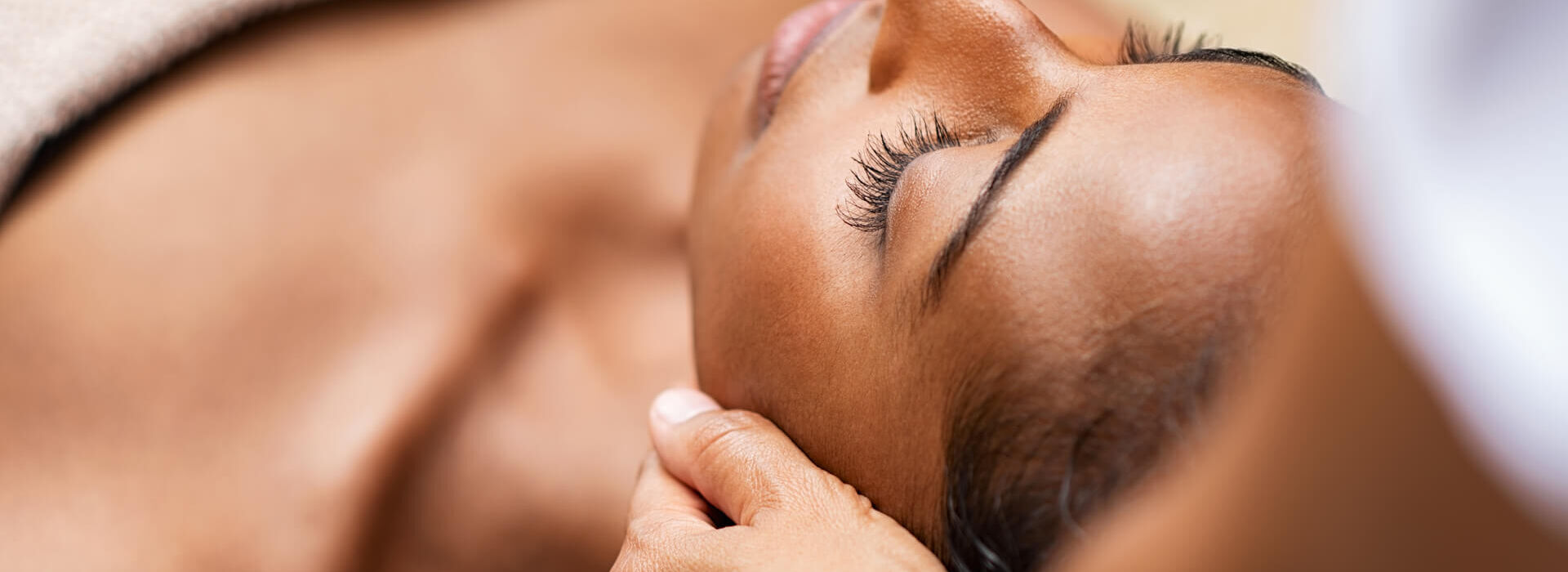 Woman getting head massage
