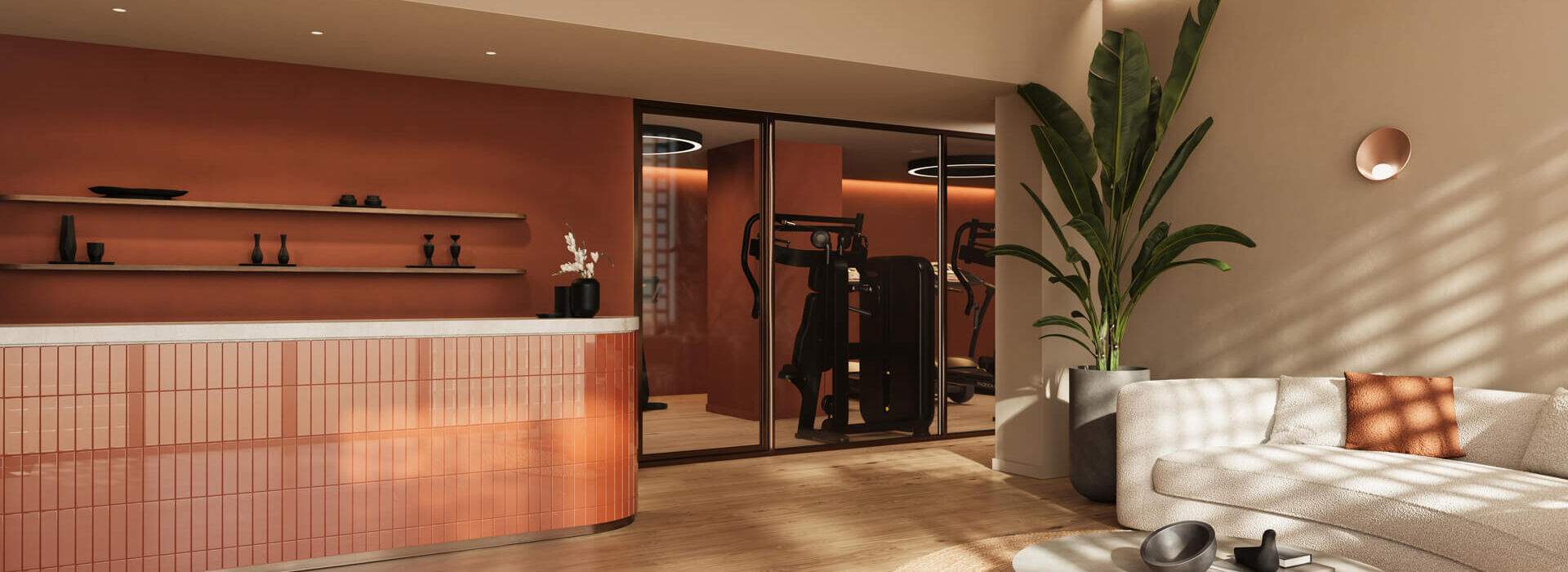 Reception area outside Valmar Corfu gym