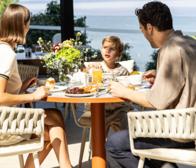 Family eating breakfast at Valmar Corfu Valle Restaurant
