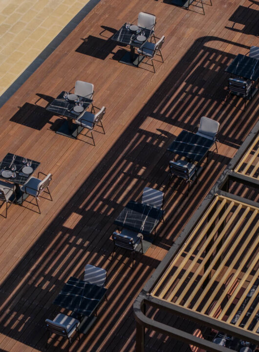 outdoor tables and chairs at Valmar Corfu Viru restaurant