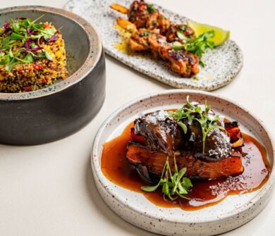 Elegant plated food dishes at Valmar Corfu Viru restaurant